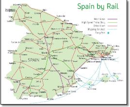 Spain Madrid Barcelona train rail maps